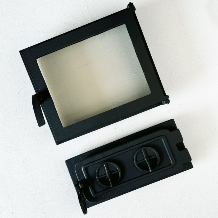 Set ușă sobă + ușă cenușar K3630-SET – din fontă etanșă, cu admisie de aer, pentru sobe de teracotă [2]