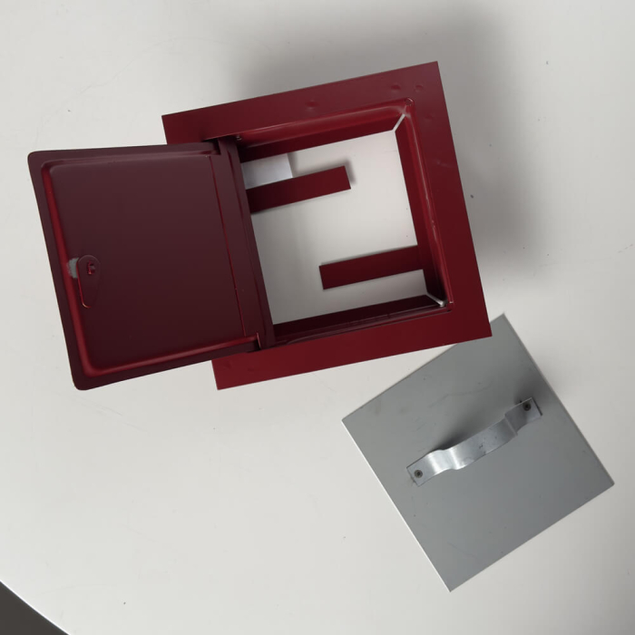 Ușă de vizitare coș de fum 18 ×18 cm – metalică, dublă, soluție economică - Rosie [3]