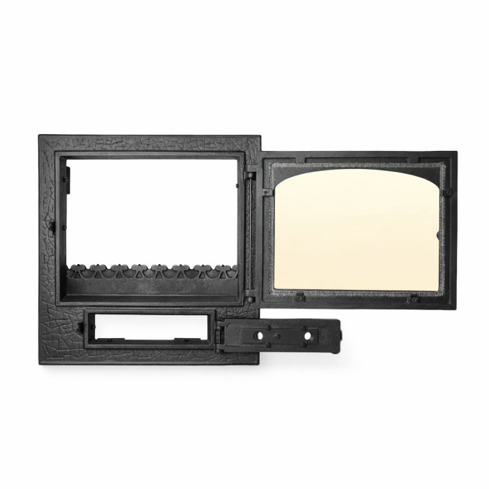 Ușă din fontă RUSTICA MEDIU pentru șemineu – montaj facil, 470 x 490 mm [2]