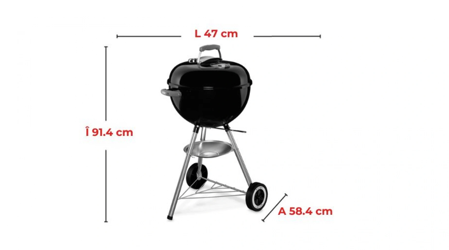 Gratar carbuni Classic Kettle 47 cm – gratar rotund compact cu capac, ideal pentru familie [3]