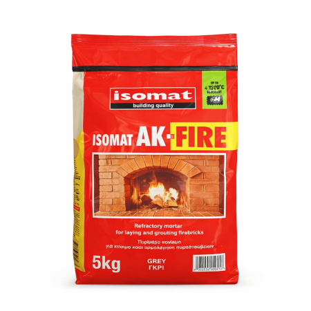 Mortare, tencuieli, vopsele termorezistente - Isomat AK-FIRE – mortar refractar pentru reparații șeminee și cuptoare – 5 kg
