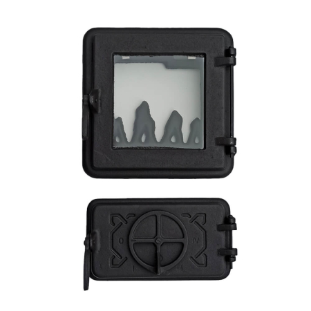 Usi de soba - Set ușă sobă din fontă NEO cu cenusar – sobe mici, închidere etanșă