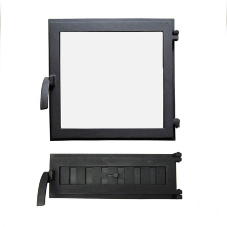 Usi de soba - Set ușă sobă + ușă cenușar K4038SET – fontă etanșă, ramă subțire, vizibilitate mare a focului