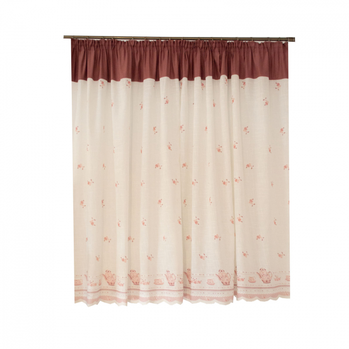 Perdea Velaria de bucatarie cu cesti roz, 270x170 cm [3]