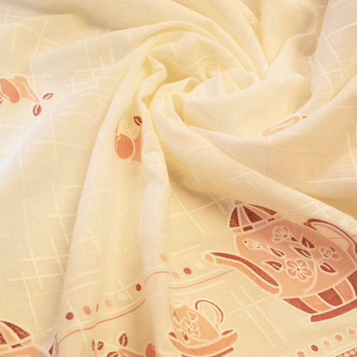 Perdea Velaria de bucatarie cu cesti roz, 270x170 cm [2]