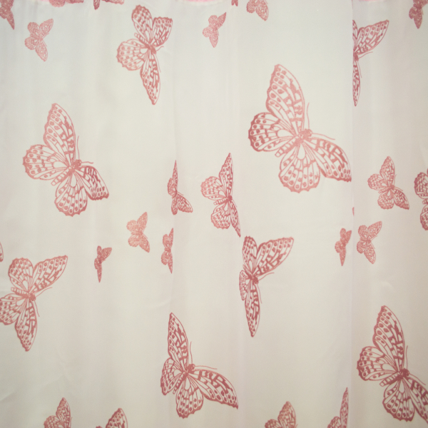 Perdea Velaria voal alb cu fluturi roz [2]