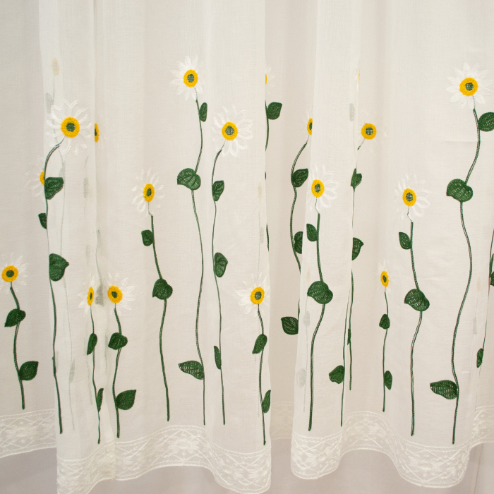 Perdea  Velaria de bucatarie cu imprimeu brodat cu margarete, 300x200 cm [3]