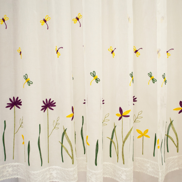 Perdea de bucatarie cu imprimeu brodat cu libelule, 300x165 cm [2]