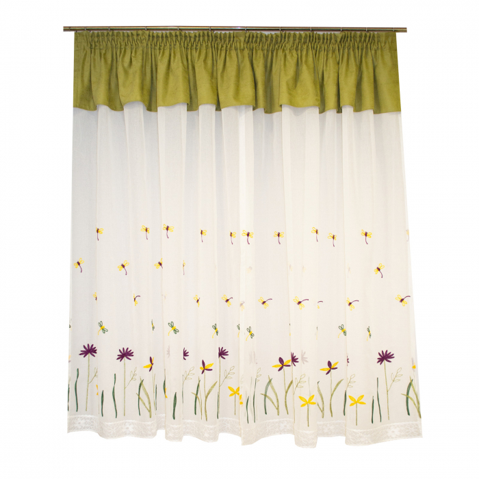 Perdea de bucatarie cu imprimeu brodat cu libelule, 300x165 cm [5]