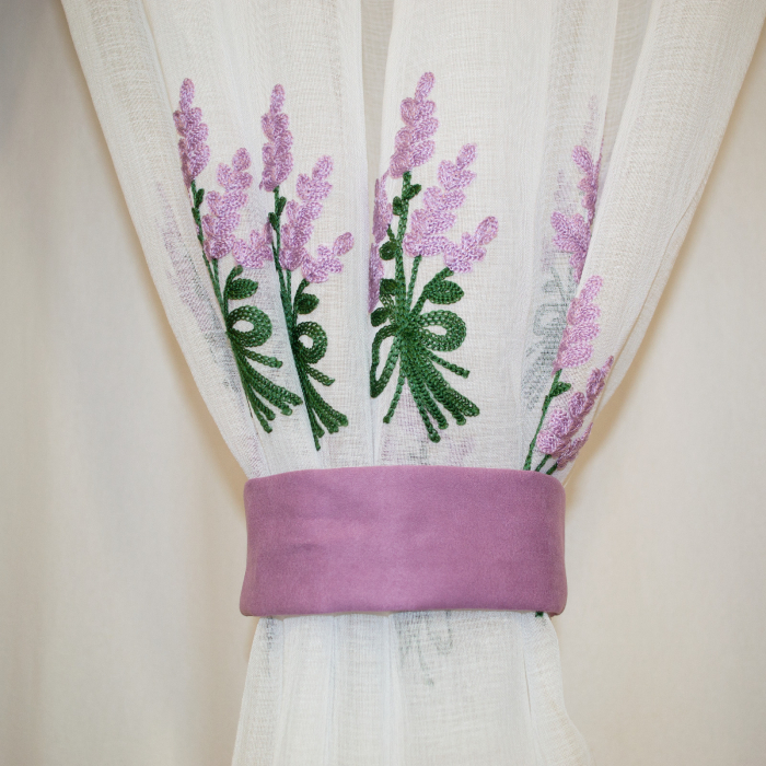 Perdea de bucatarie cu imprimeu brodat cu lavanda, 300x165 cm [5]