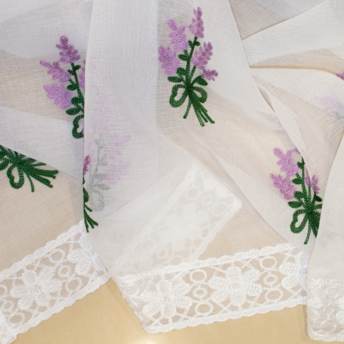 Perdea de bucatarie cu imprimeu brodat cu lavanda, 300x165 cm [2]