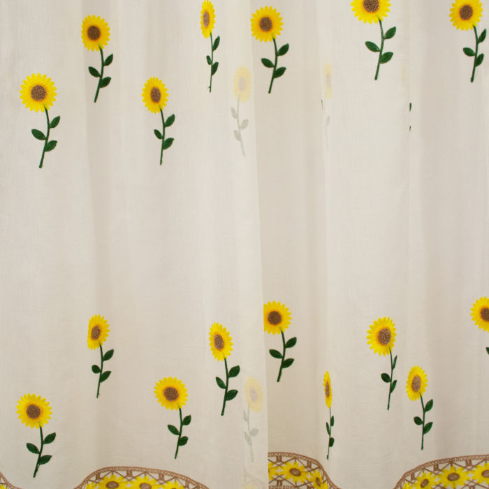 Perdea Velaria de bucatarie cu imprimeu brodat cu floarea soarelui, 150x160 cm [2]