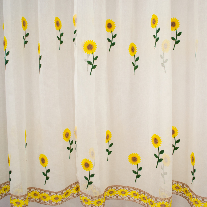 Perdea Velaria de bucatarie cu imprimeu brodat cu floarea soarelui, 200x205 cm [3]