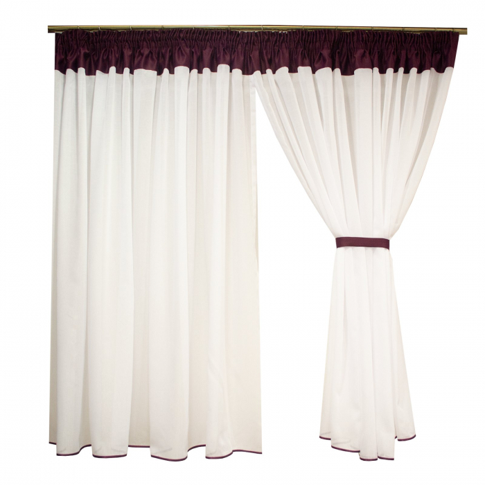 Perdea de bucatarie alba cu mov, 470x150 cm [5]