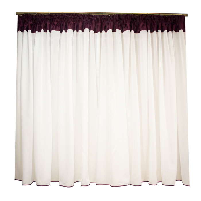 Perdea de bucatarie alba cu mov, 470x150 cm [2]