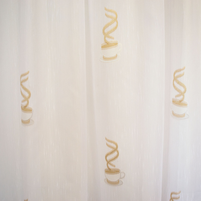 Perdea de bucatarie cu cesti bej, 380x160 cm [3]