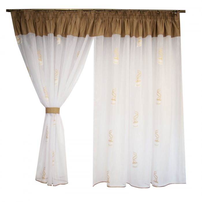 Perdea de bucatarie cu cesti bej, 380x160 cm [4]