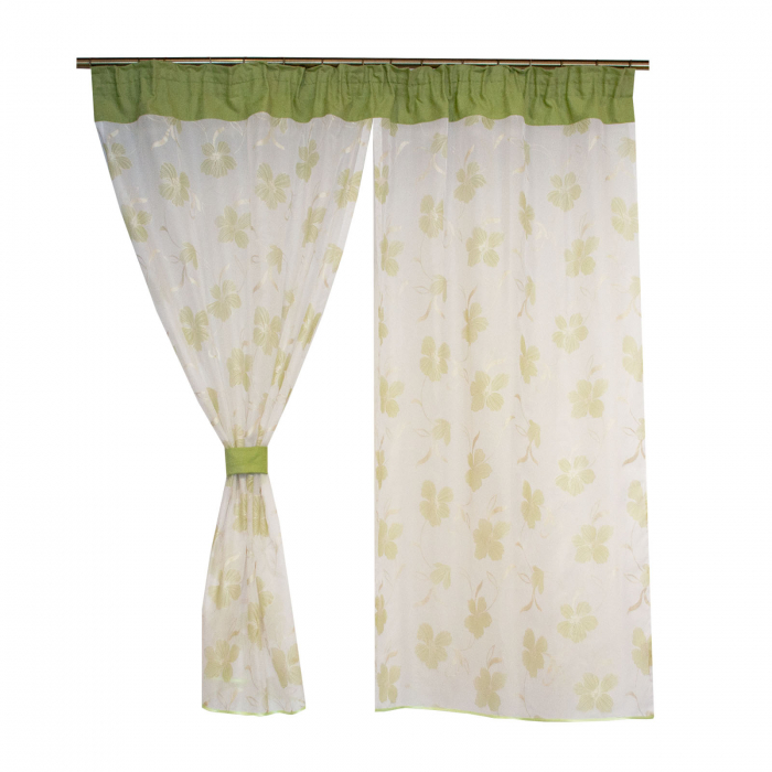 Perdea de bucatarie cu imprimeu floral verde, 180x160 cm [3]