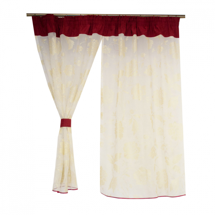 Perdea de bucatarie cu imprimeu floral auriu, 180x140 cm [3]