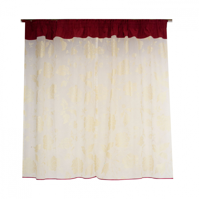 Perdea de bucatarie cu imprimeu floral auriu, 180x140 cm [2]