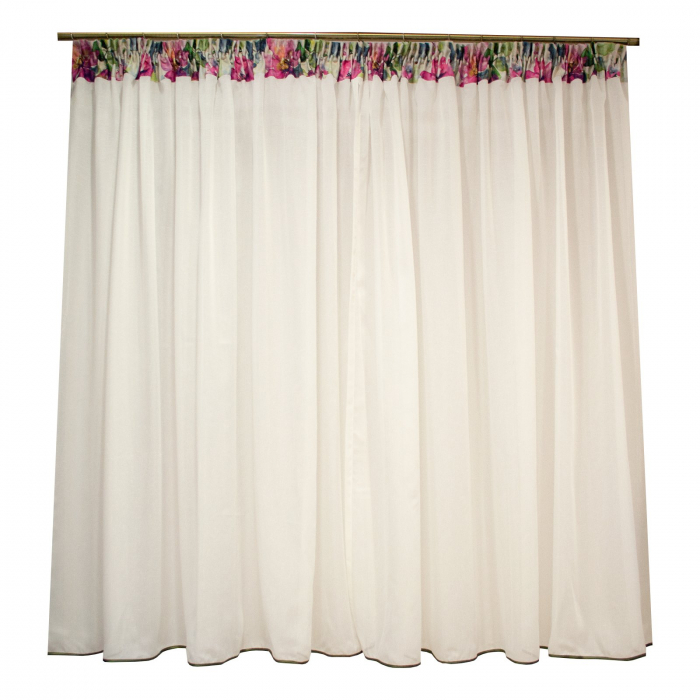 Perdea de bucatarie ivoire cu flori, 360x160 cm [3]