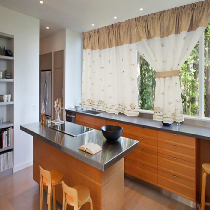 Perdea de bucatarie in cu fructe si cesti, 250x145 cm [2]