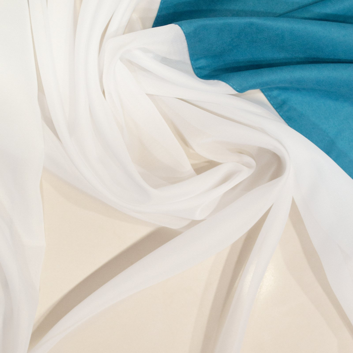 Perdea de bucatarie alba cu flori turcoaz, 420x170 cm [2]