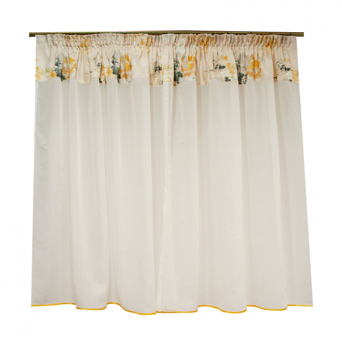 Perdea de bucatarie ivoire cu flori, 155x155 cm [2]