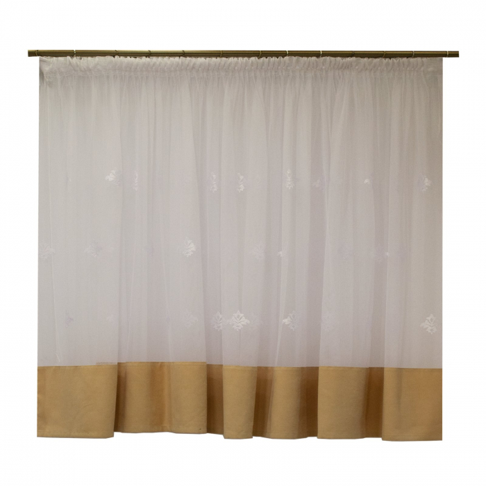 Perdea de bucatarie tiul alb brodat, 300x160 cm [1]