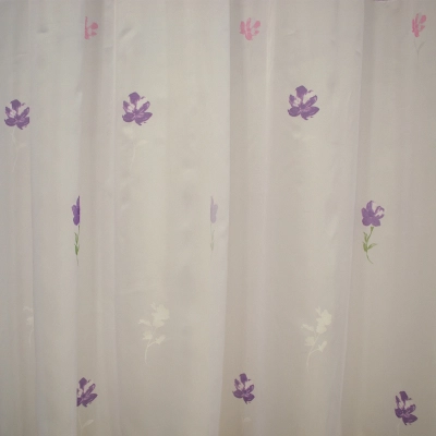 Perdea Velaria voal alb cu flori mov si roz, 240x150 cm [2]