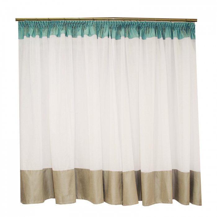 Perdea de bucatarie Velaria in alb cu imprimeu turcoaz, 400x155 cm [2]