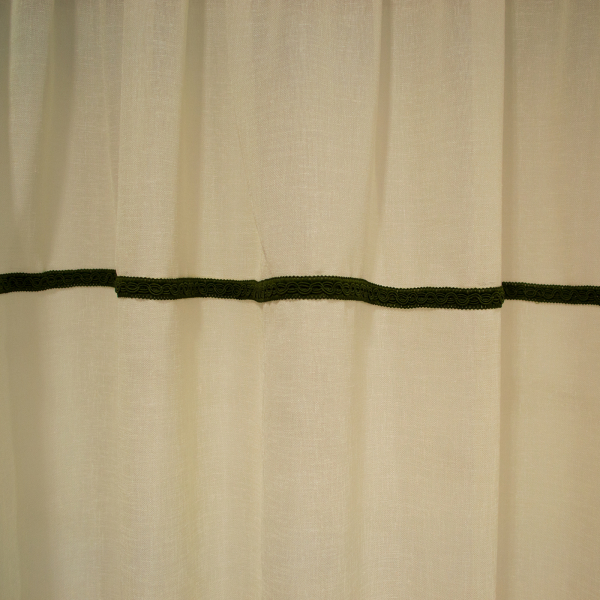 Perdea din in ivoire cu banda verde, 400x165 cm [3]