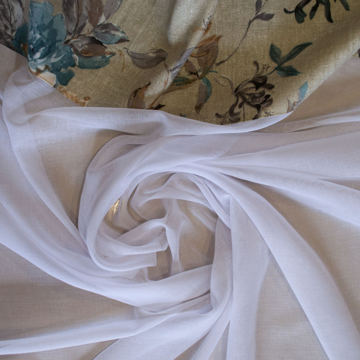 Perdea Velaria in alb cu flori turcoaz, 240x180 cm [2]