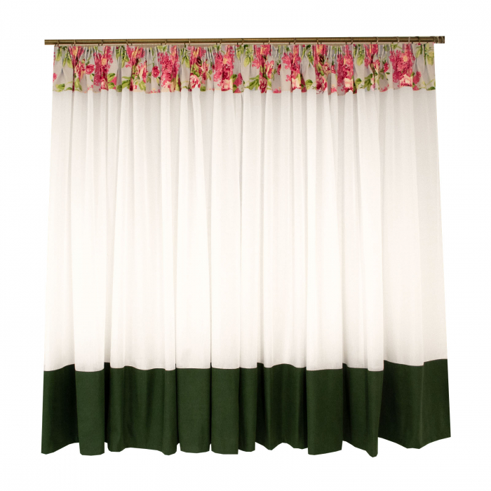 Perdea Velaria alba cu bordura verde, 400x145 cm [2]