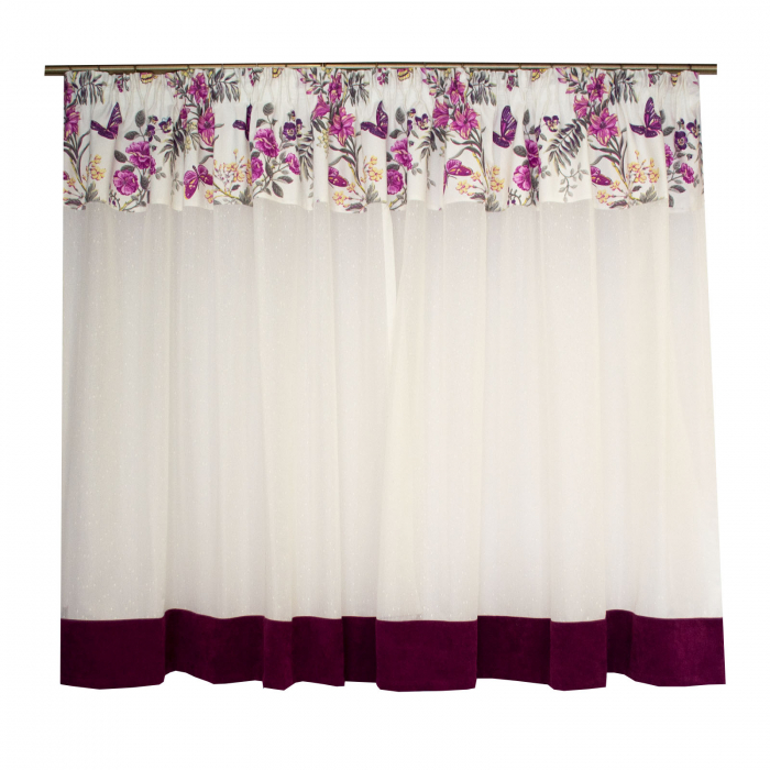 Perdea Velaria ivore cu fluturi mov, 300x145 cm [2]