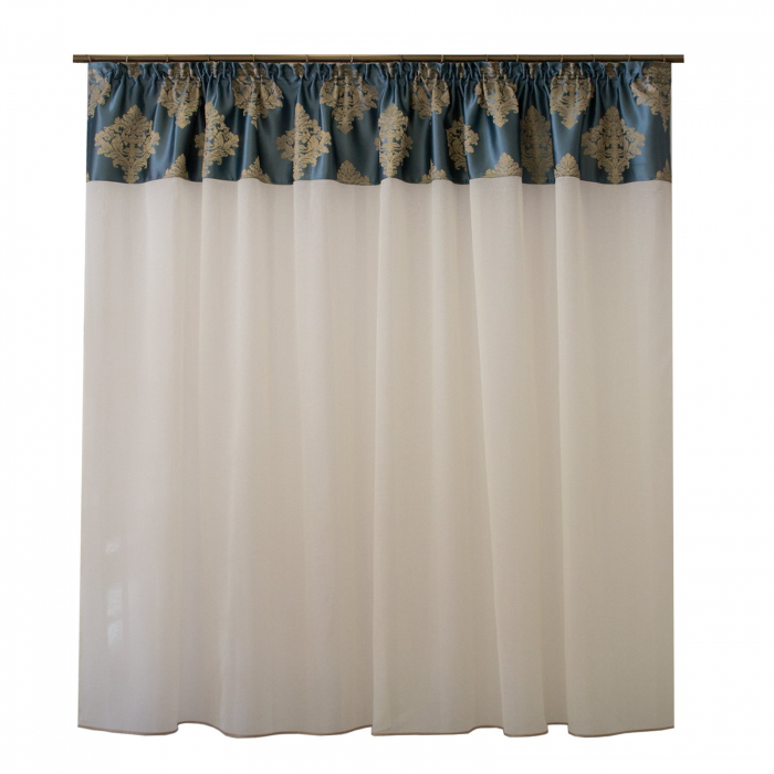Perdea Velaria ivory cu tafta baroc turcoaz, 330x155 cm [2]