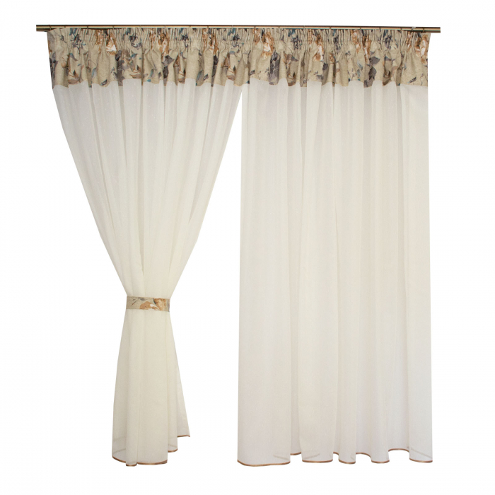 Perdea Velaria voal unt cu imprimeu floral, 445x160 cm [2]