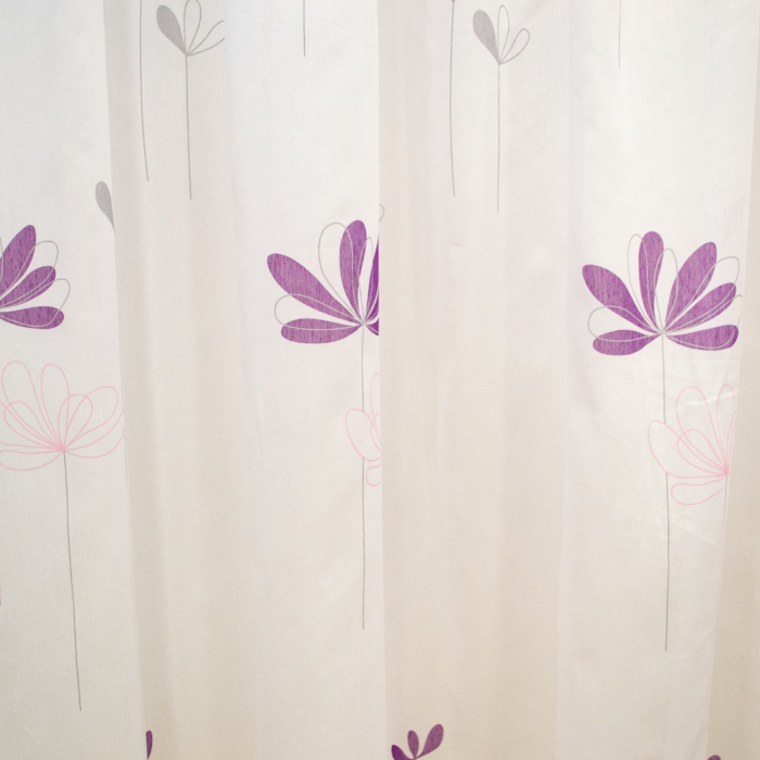 Perdea Velaria alba cu imprimeu floral mov, 210x245 cm [3]