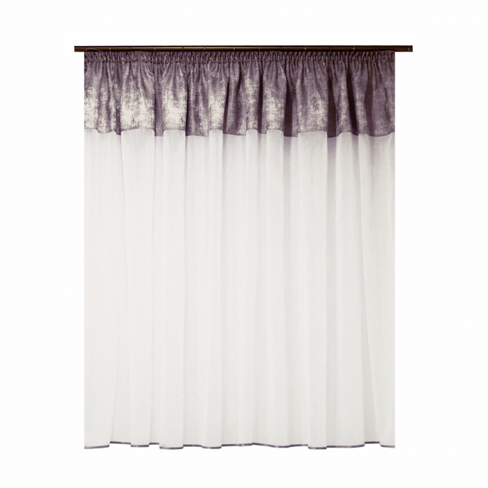Perdea Velaria alba cu tafta lila, 295x155 cm [1]