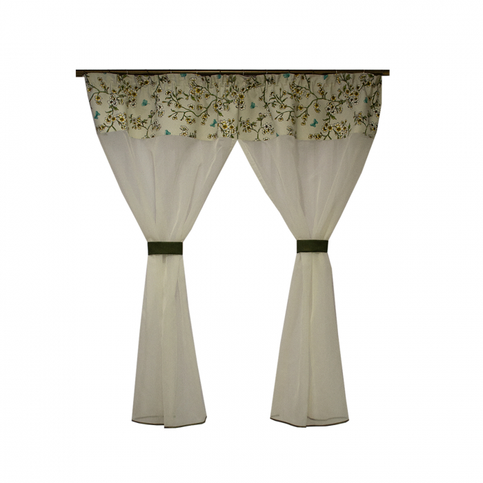 Perdea Velaria voal alb cu flori, 180x170 cm [1]