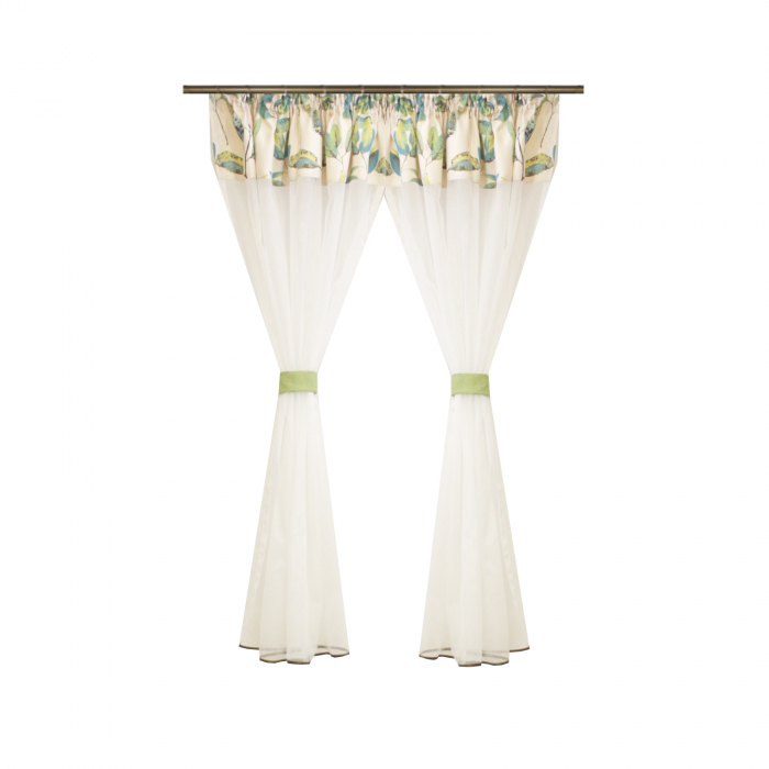 Perdea Velaria bamboo alb si tafta frunze verzi, 260x155 cm [1]