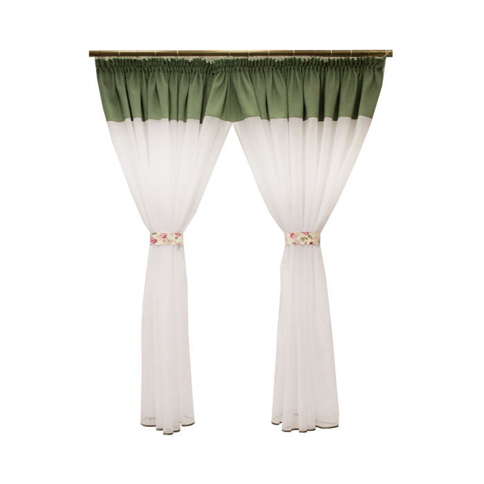 Perdea Velaria bamboo alb cu banda verde, 140x165 cm [1]
