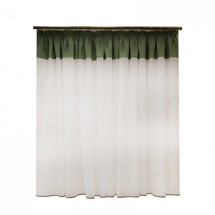 Perdea Velaria voal alb cu banda verde, 150x145 cm [2]