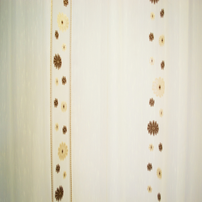Perdea Velaria crem cu flori maro, 300x245 cm [3]