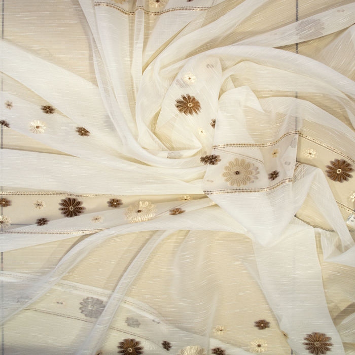 Perdea Velaria crem cu flori maro, 300x245 cm [2]