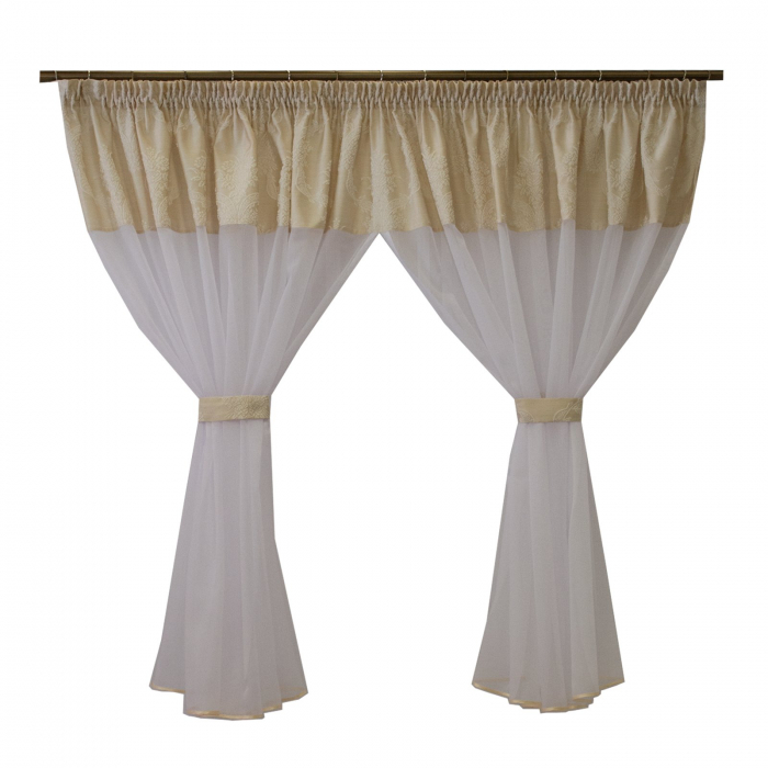 Perdea Velaria bamboo alb cu tafta ivoire, 390x160 cm [2]