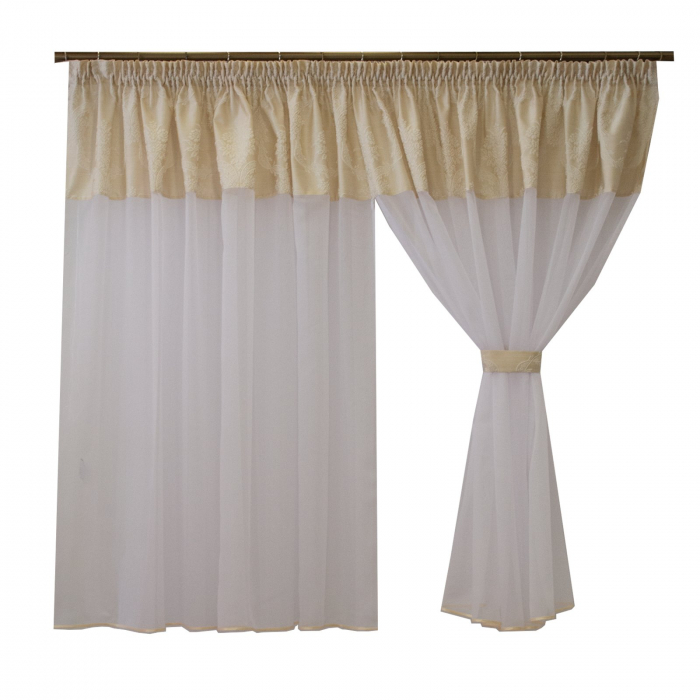 Perdea Velaria bamboo alb cu tafta ivoire, 390x160 cm [5]