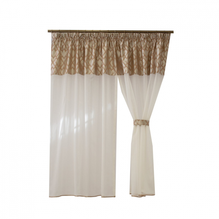Perdea Velaria  voal alb cu romburi bej, 180x170 cm [3]