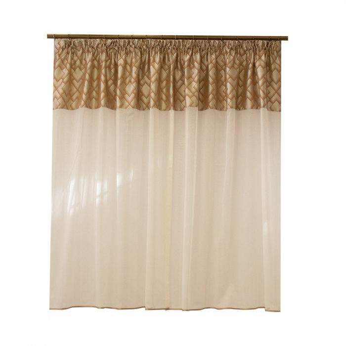 Perdea Velaria  voal alb cu romburi bej, 180x170 cm [1]