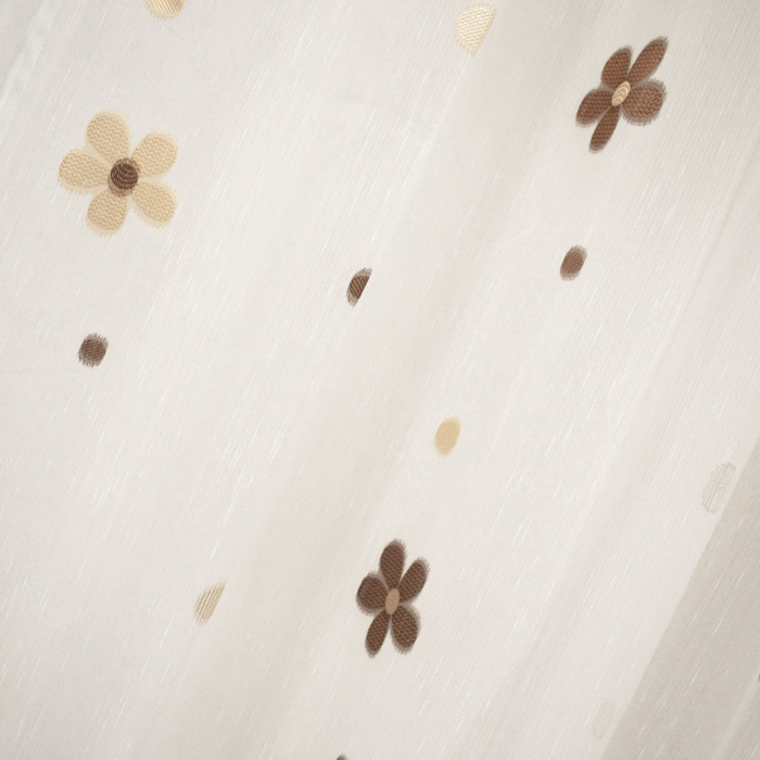 Perdea Velaria daisy alba cu flori wenge [2]